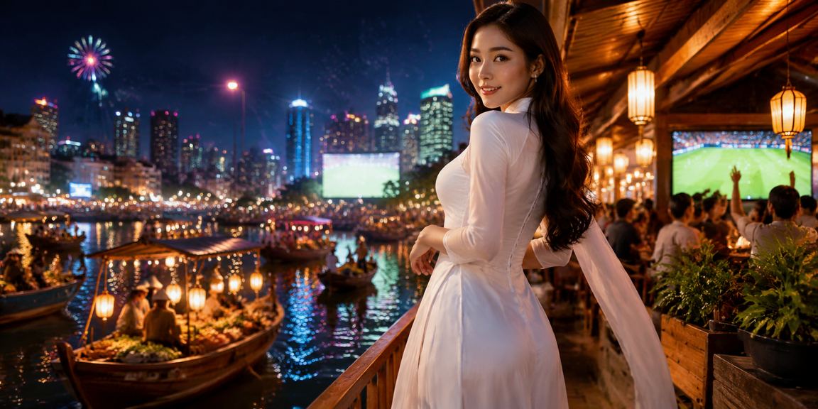 Người phụ nữ mặc áo dài tìm hiểu thông tin cá cược trực tuyến tại Đà Lạt