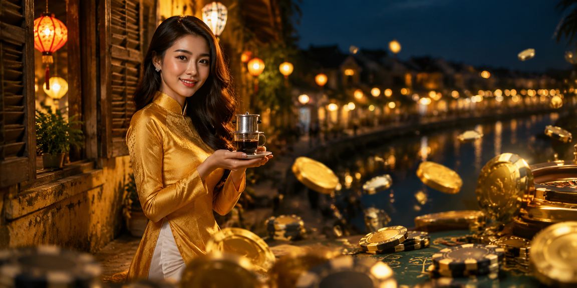Người chơi mặc áo dài tìm hiểu cá cược trực tuyến tại Hội An
