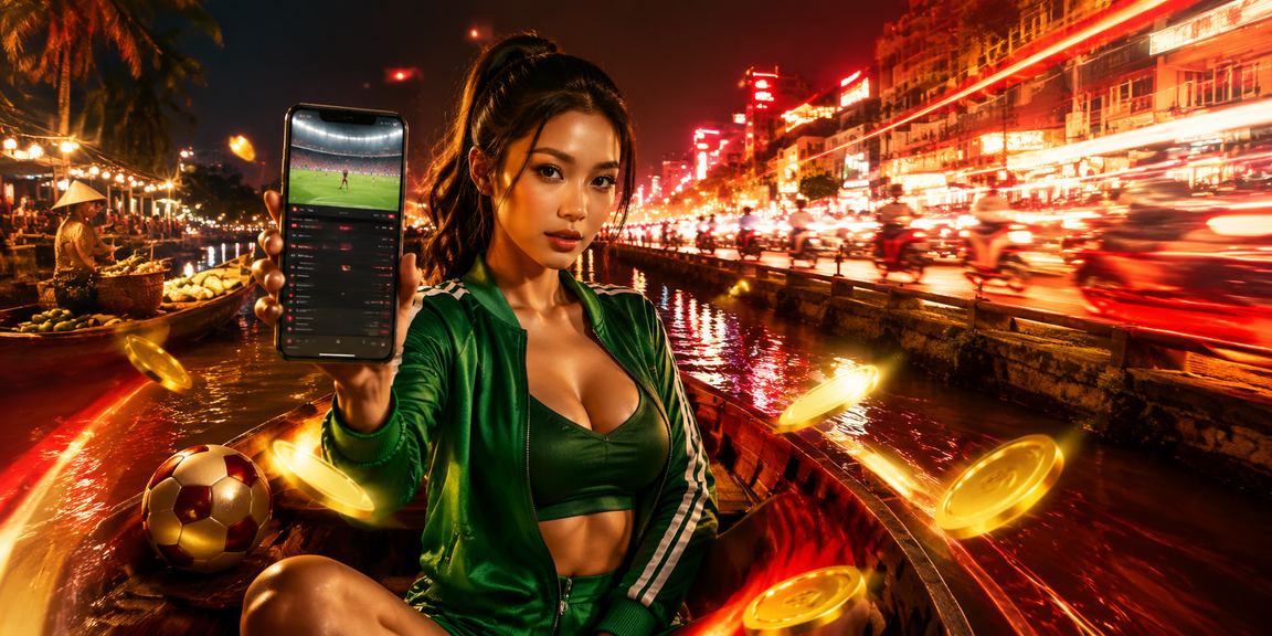Không khí cá cược thể thao sôi động với ánh đèn neon tại vùng Mekong